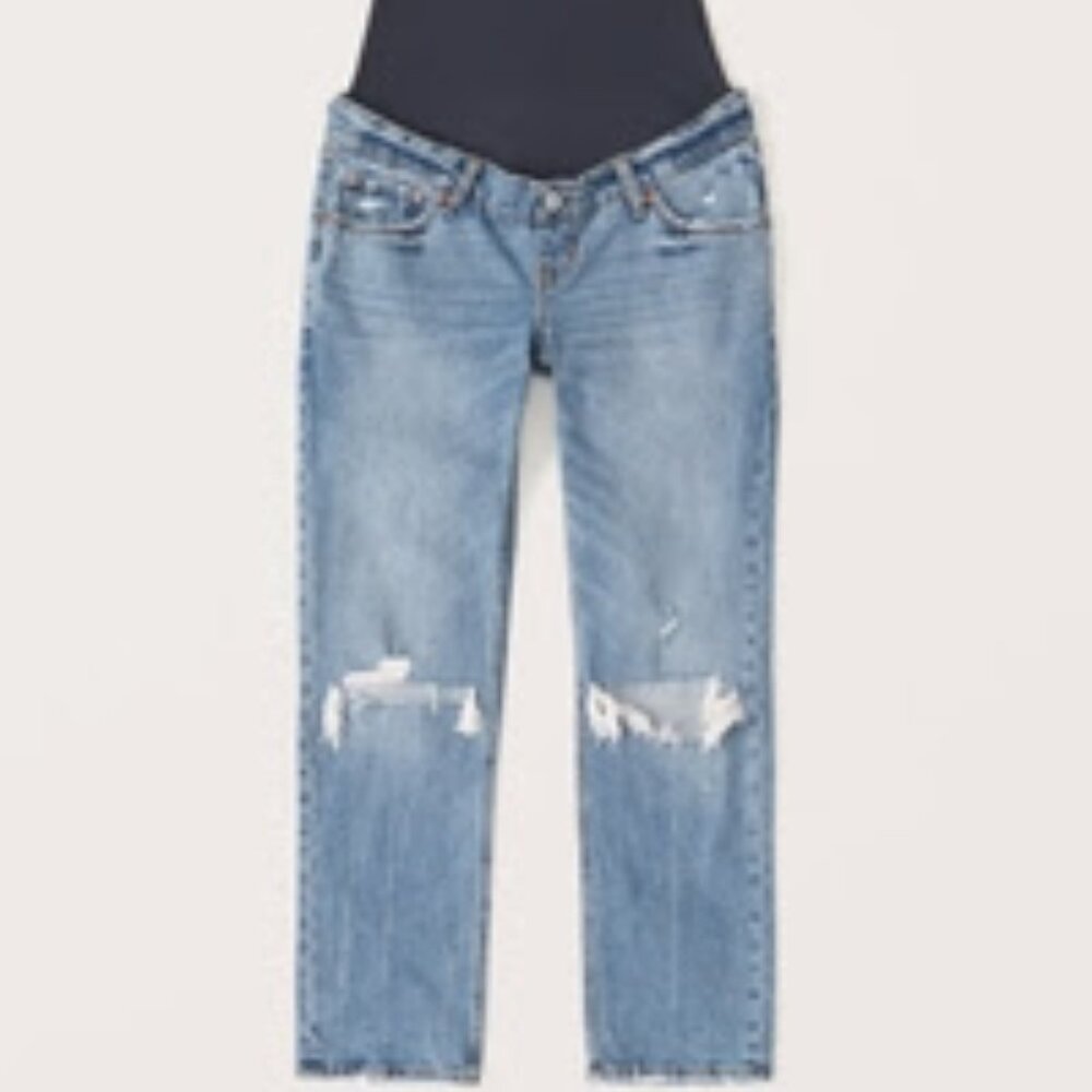 Abercrombie & Fitch Maternity Ankle Straight Jean - MEDIUM DESTROY - 25